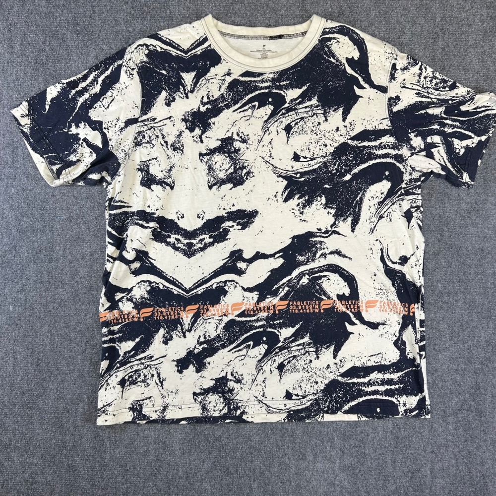 Fabletics Mens XXL T-Shirt Black White Marble Graphic Coordinate Print Tee